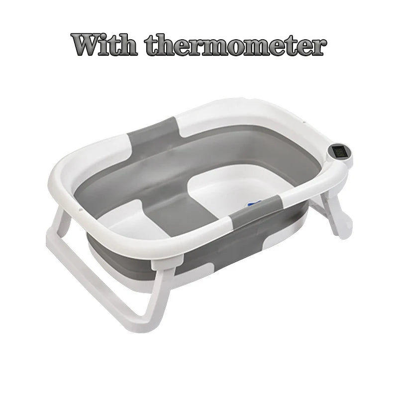 Cubo de baño de silicona para bebé, accesorio plegable con sensor de temperatu