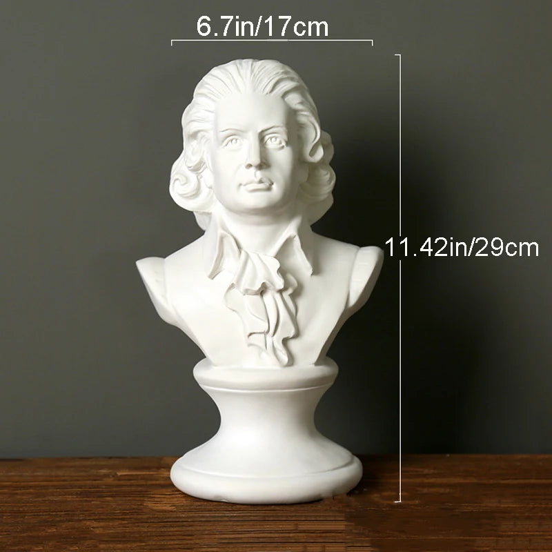 Estatuas para decoración de mesa de centro David, adornos de decoración del hogar, busto de sala de yeso, escultura artística decorativa de resina blanca, 15cm