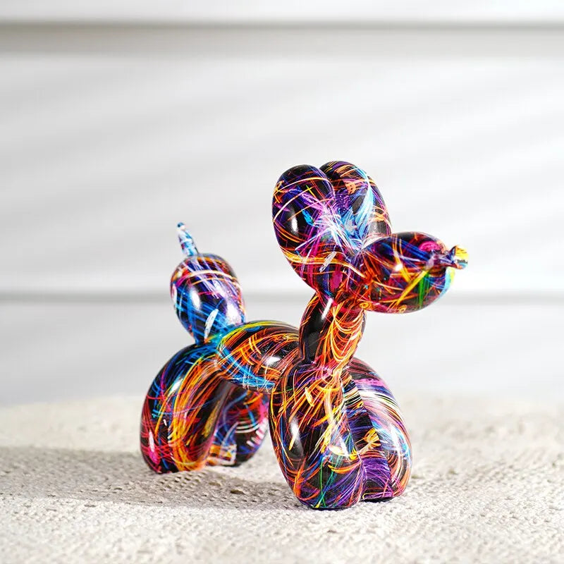 Resin Graffiti Balloon Dog Figurines Indoor Home Decoration 