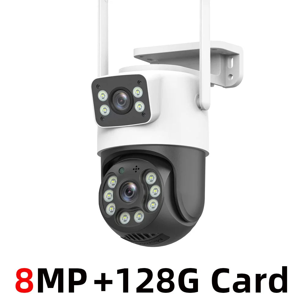 camara vigilancia wifi camara vigilancia wifi exterior Cámara de vigilancia Wifi 4K 8MP, lente Dual, inalámbrica, seguridad al aire libre, PTZ, cámaras IP, AI, detección humana, cámara CCTV, Zoom Digital 4X