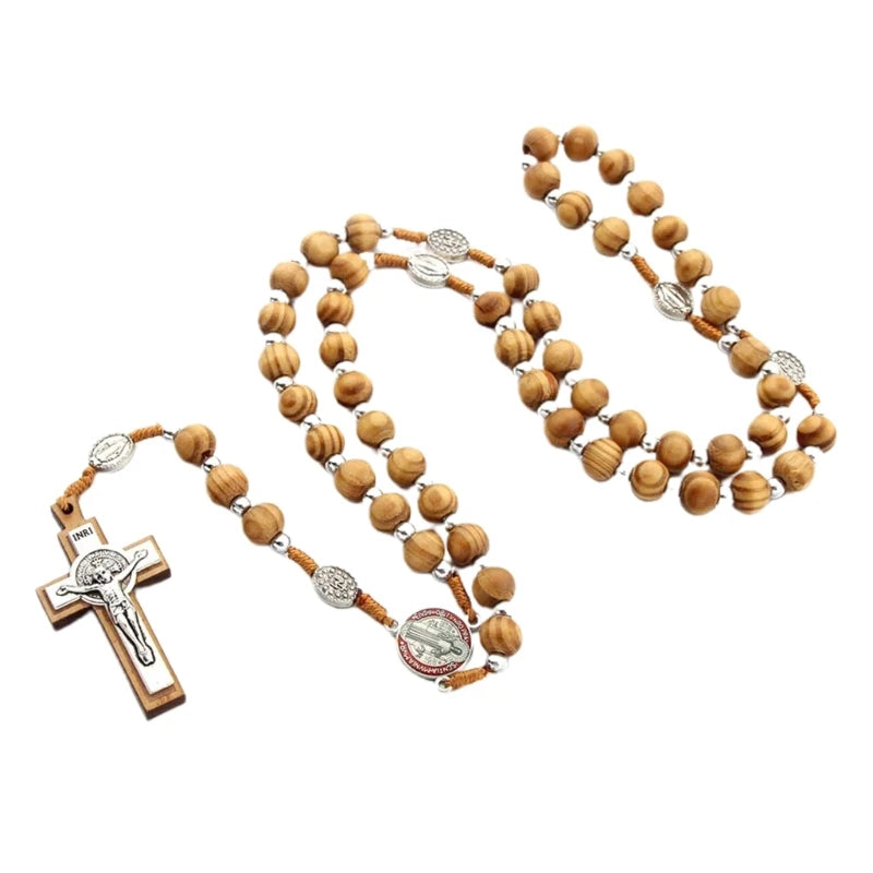 KX4B Religious Rosary Prayer Necklace for Men Women Madam Beads 