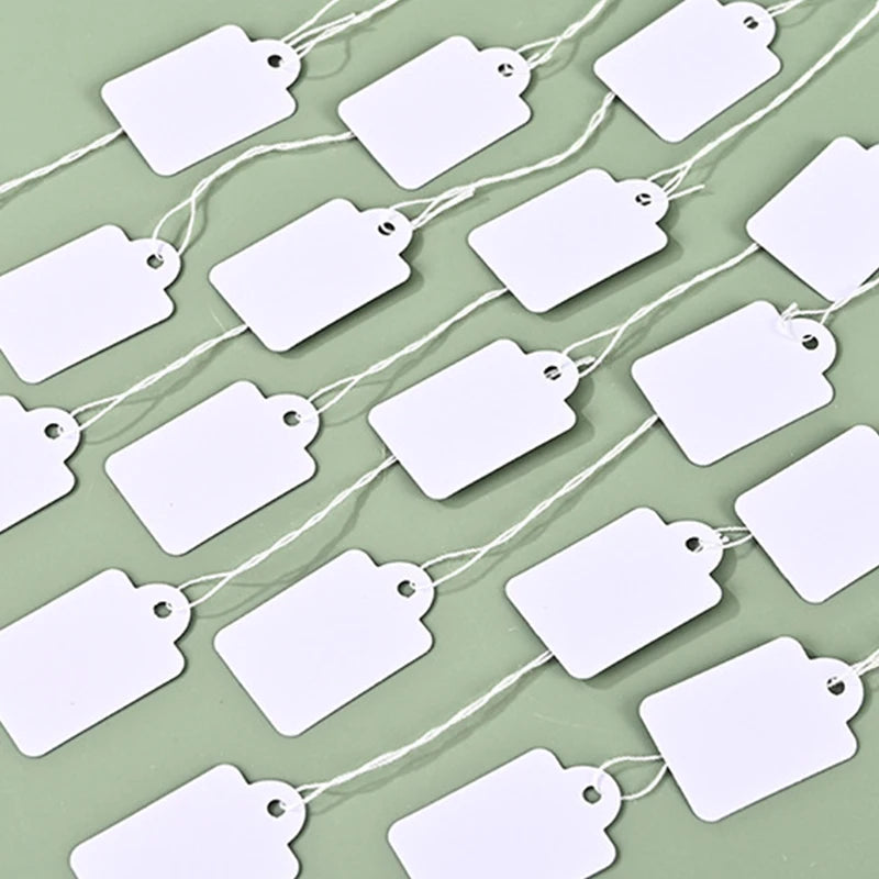 Blank Square Tags with String, Universal Kraft Paper Cards for
