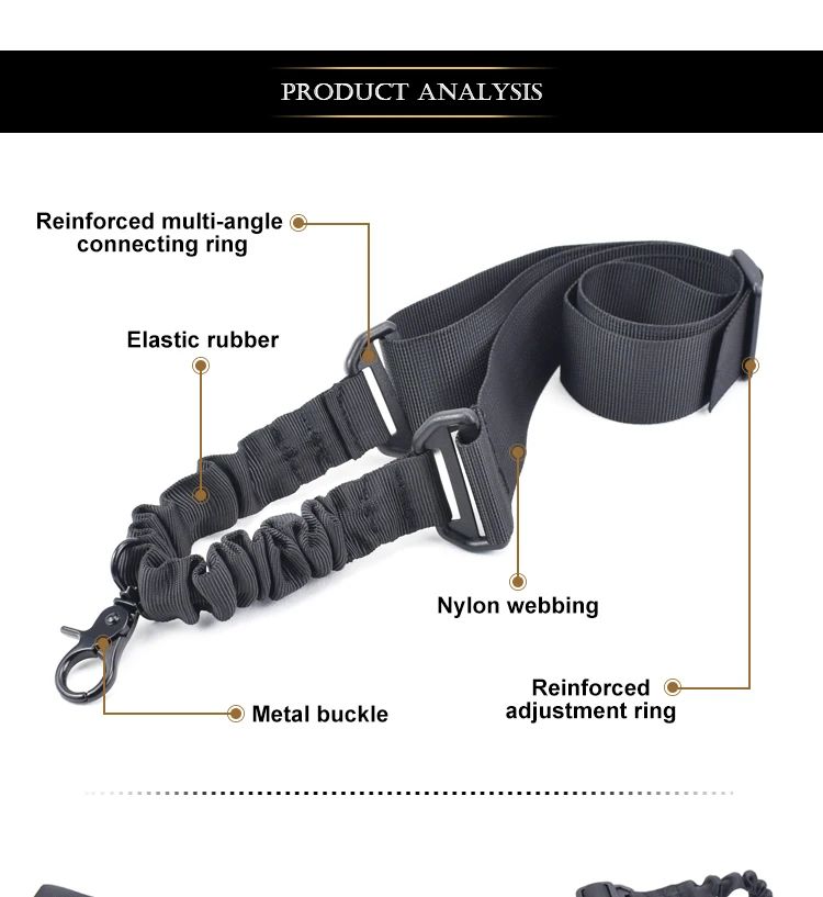 Correa de hombro para pistola de un solo punto, cinturón ajustable, accesorios de caza al aire libre, cuerda elástica para Rifle