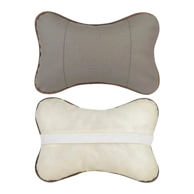 Almohadas universales de cuero Pu para el cuello del coche, reposacabezas para aliviar el dolor de cabeza, relleno de fibra, paquete de 1 piezas