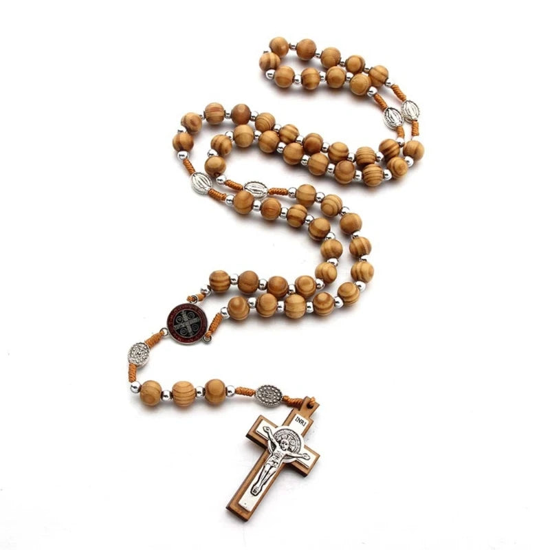 KX4B Religious Rosary Prayer Necklace for Men Women Madam Beads 