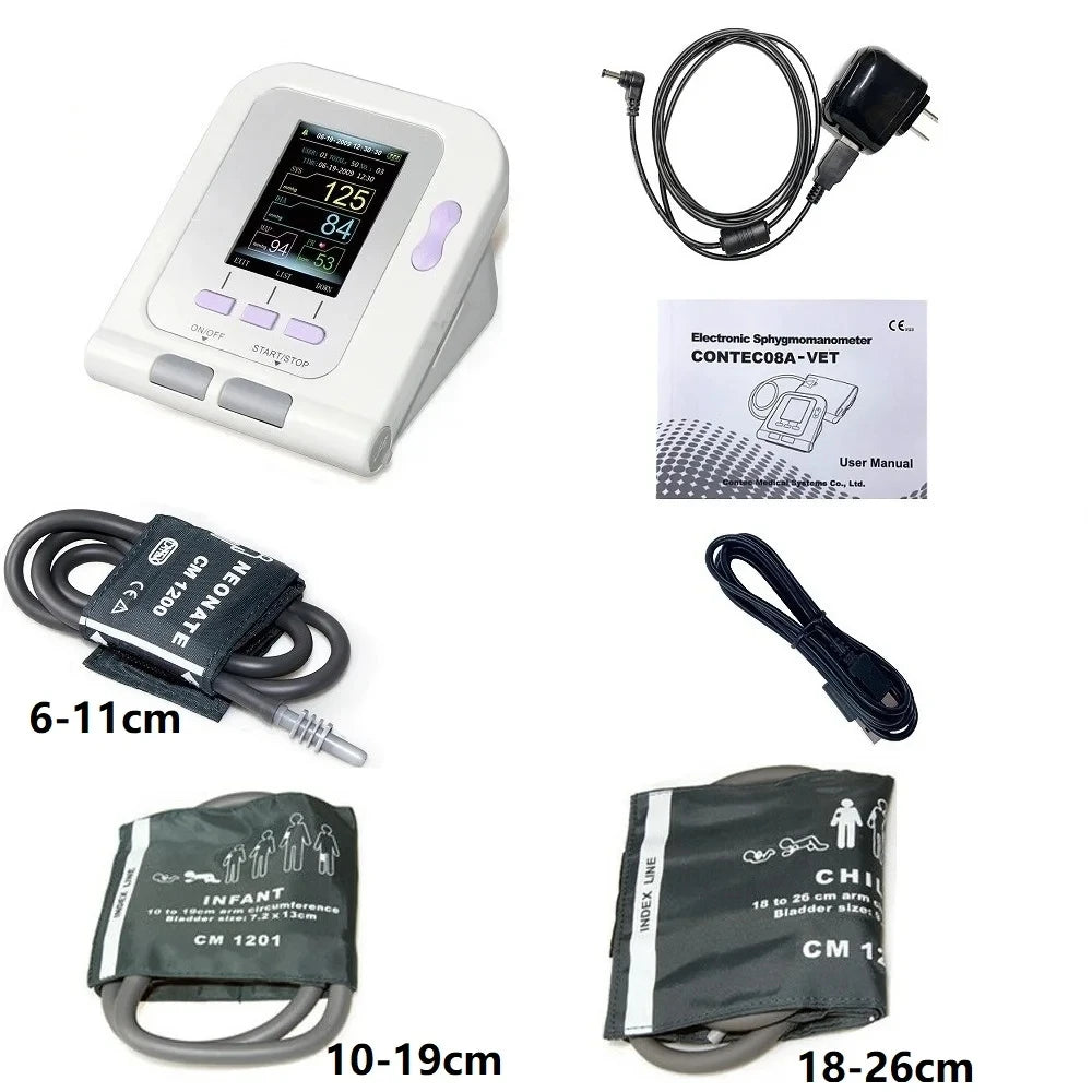 CONTEC08A Electronic Sphygmomanometer, Digital Blood Pressure Monitor, 