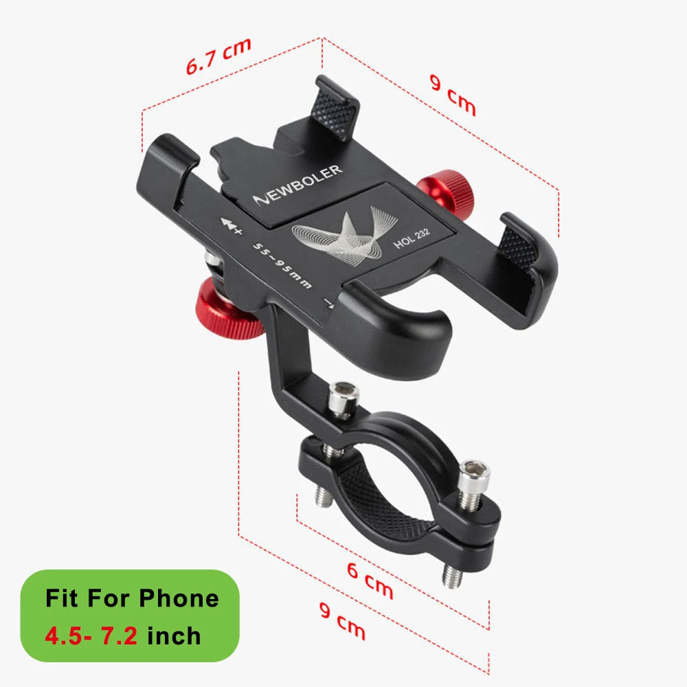 NEWBOLER MTB soporte de montaje de teléfono soporte de bicicleta 360 ° giratorio de aluminio ajustable soporte de teléfono de bicicleta antideslizante ciclismo Bracke