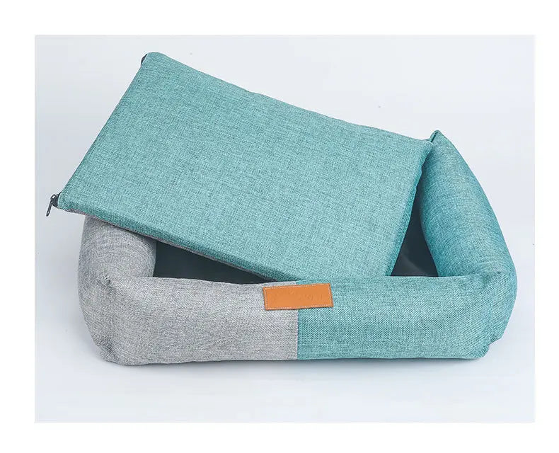 Dog Bed Cotton Linen Material Washable Removable Pet Bed 