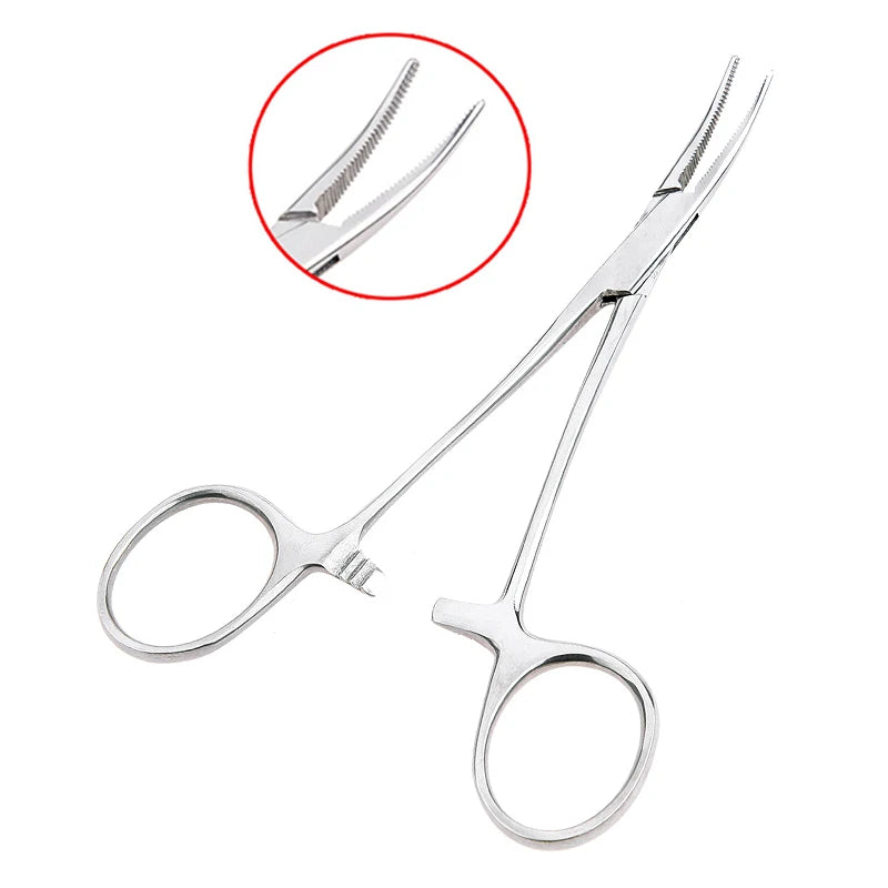 Pinza hemostática para cortar el pelo de mascotas, Alicates de bloqueo de pesca, herramientas de depilación, cortador de Punta curva/recta, 12,5, 16, 18cm