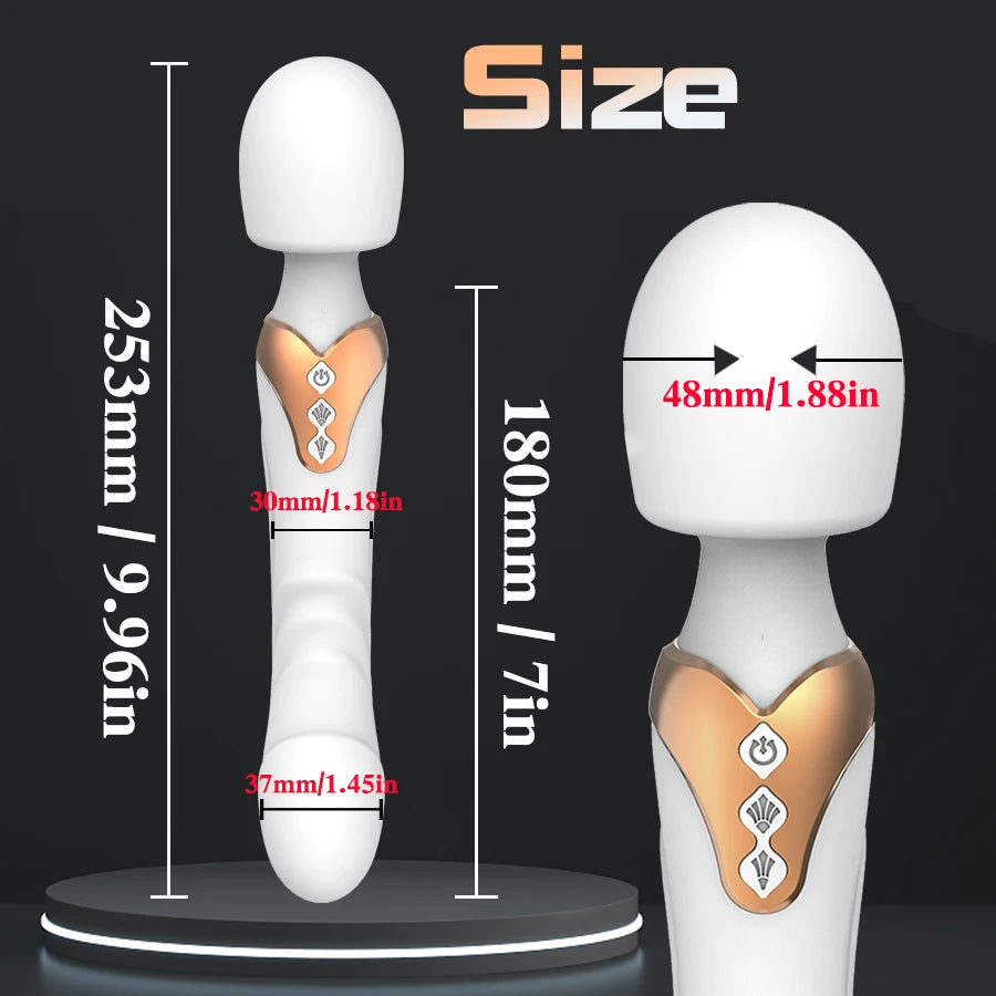 Powerful Dildo Vibrator Wand with 10 Modes Clitoris Stimulator for Women 