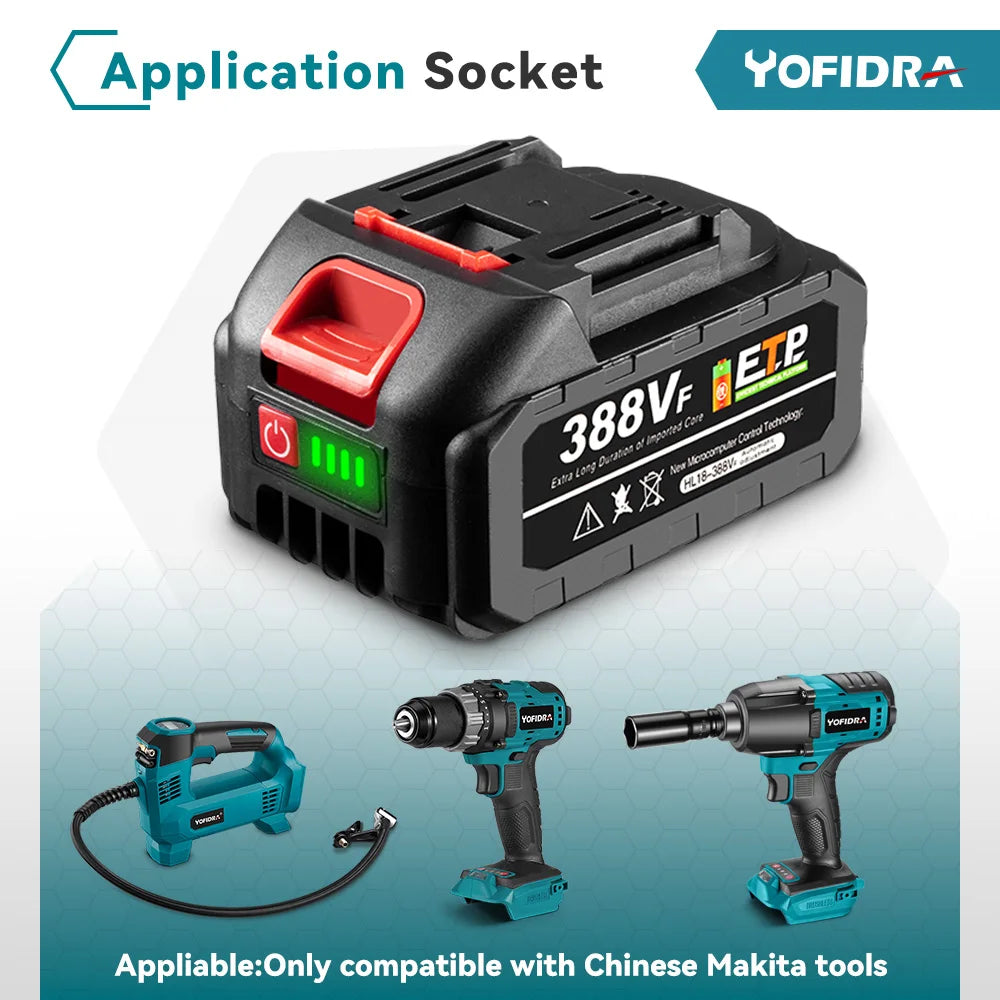 YOFIDRA-martillo eléctrico sin escobillas de 26MM, taladro rotativo multifuncional inalámbrico, herramientas eléctricas recargables para batería Makita de 18V