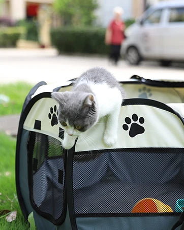 Tienda de campaña plegable portátil para gatos, casa de viaje al aire libre, jaula para perros y gatos, cercas grandes de fácil operación