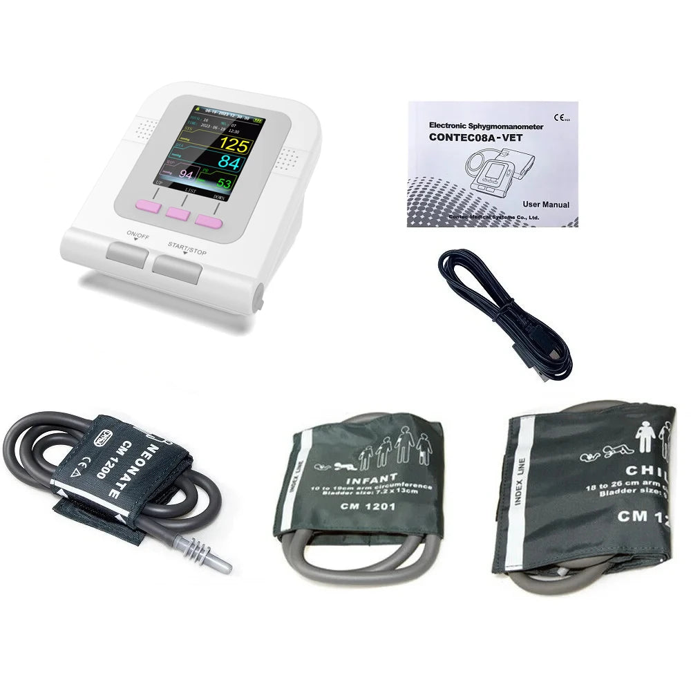 CONTEC08A Electronic Sphygmomanometer, Digital Blood Pressure Monitor, 