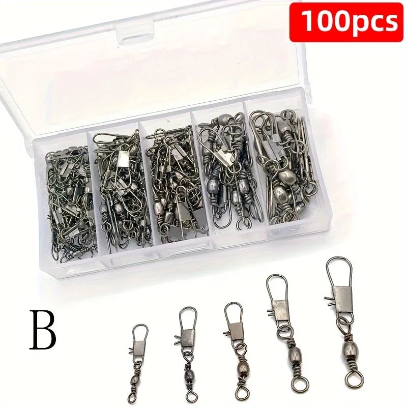 100 piezas de conectores de pesca y pequeños accesorios de pesca.