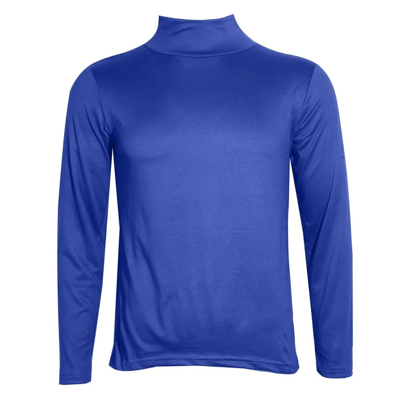 Camiseta de cuello alto para hombre, Jersey ajustado de algodón de manga larga,