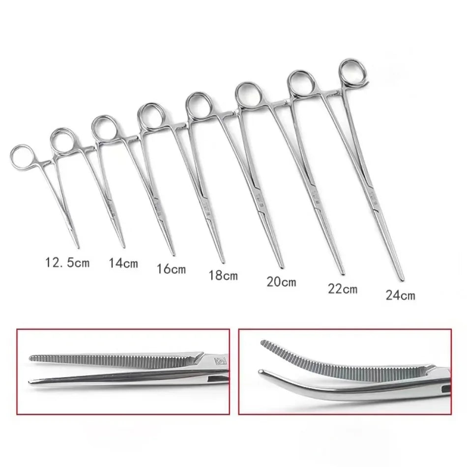 Pinzas hemostáticas de acero inoxidable, pinzas quirúrgicas vasculares, codo r