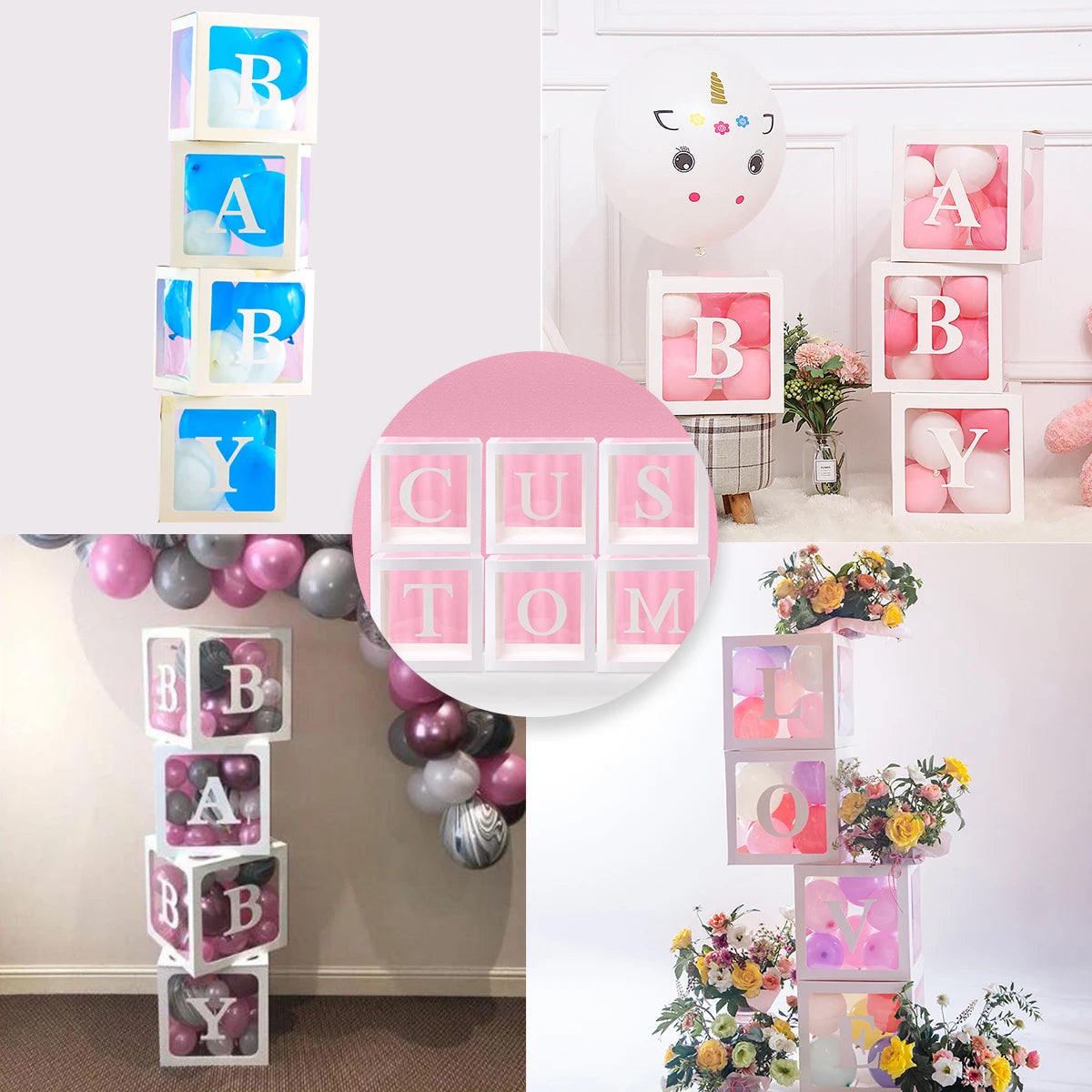 Transparent Letter Balloons Box Baby Shower Birthday Decoration 