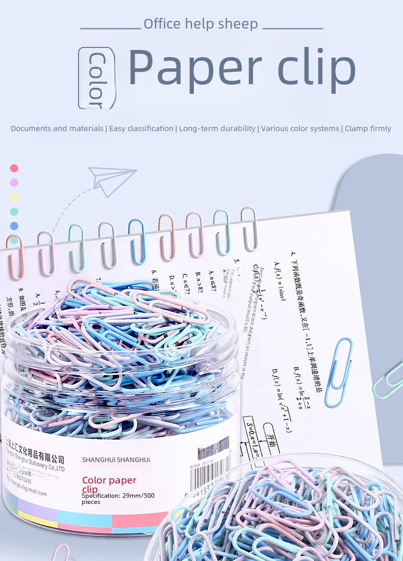 Clips de papel coloridos, hebilla pequeña en forma de U, suministros de oficina