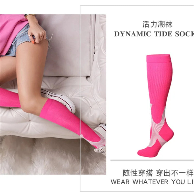 Running Compression Stockings Marathon Hiking Sports Socks 