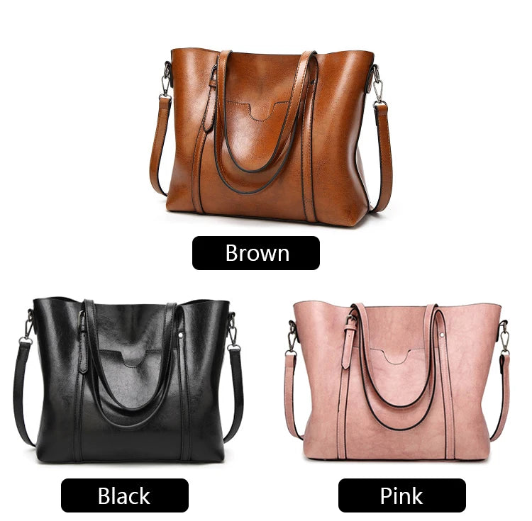 Bolsos de hombro de cuero con cera de aceite para mujer, bolso cruzado Vintage,