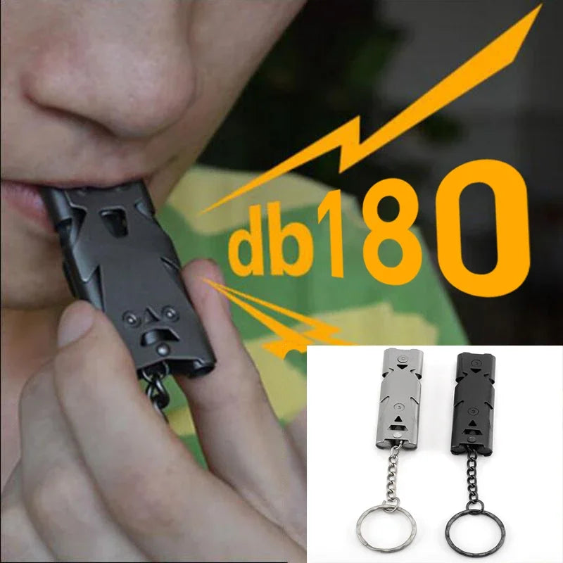 Portable aluminum alloy whistle 180 db double tube lifesaving emer 