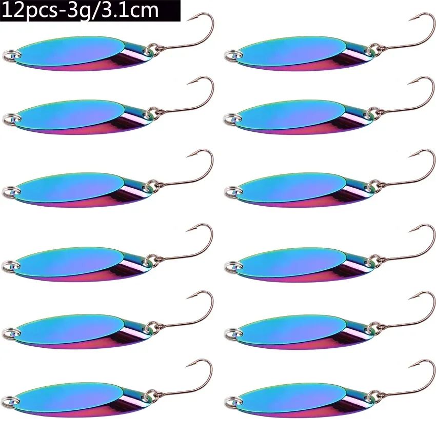 Señuelos de pesca hundidos de Metal, 12 Uds., 1,5g-60g, cuchara, señuelo de Jigging, cebo duro Artificial, trucha, lubina, señuelo de mar, aparejos de pesca de agua salada