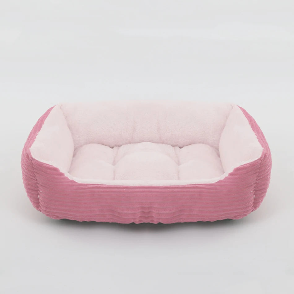 Square Plush Dog Cat Bed Sofa Bed for Medium and Small Dogs 