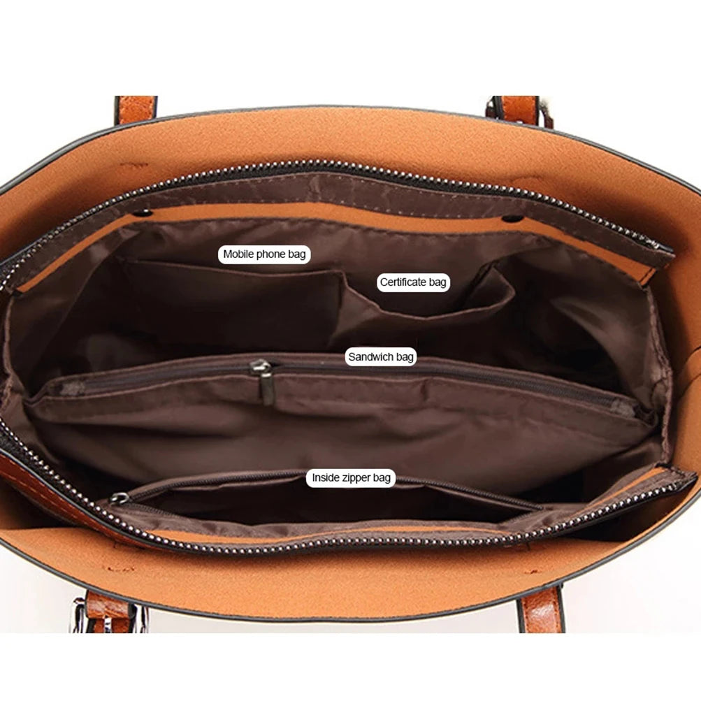Bolsos de hombro de cuero con cera de aceite para mujer, bolso cruzado Vintage,