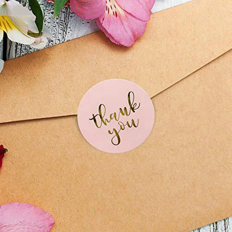 500 Pieces 25mm Thank You Stickers Kraft Paper Stickers for h