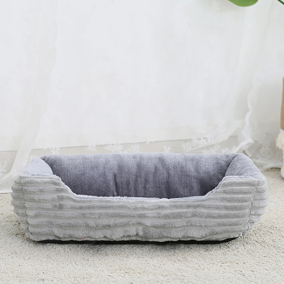 Square Plush Dog Cat Bed Sofa Bed for Medium and Small Dogs 