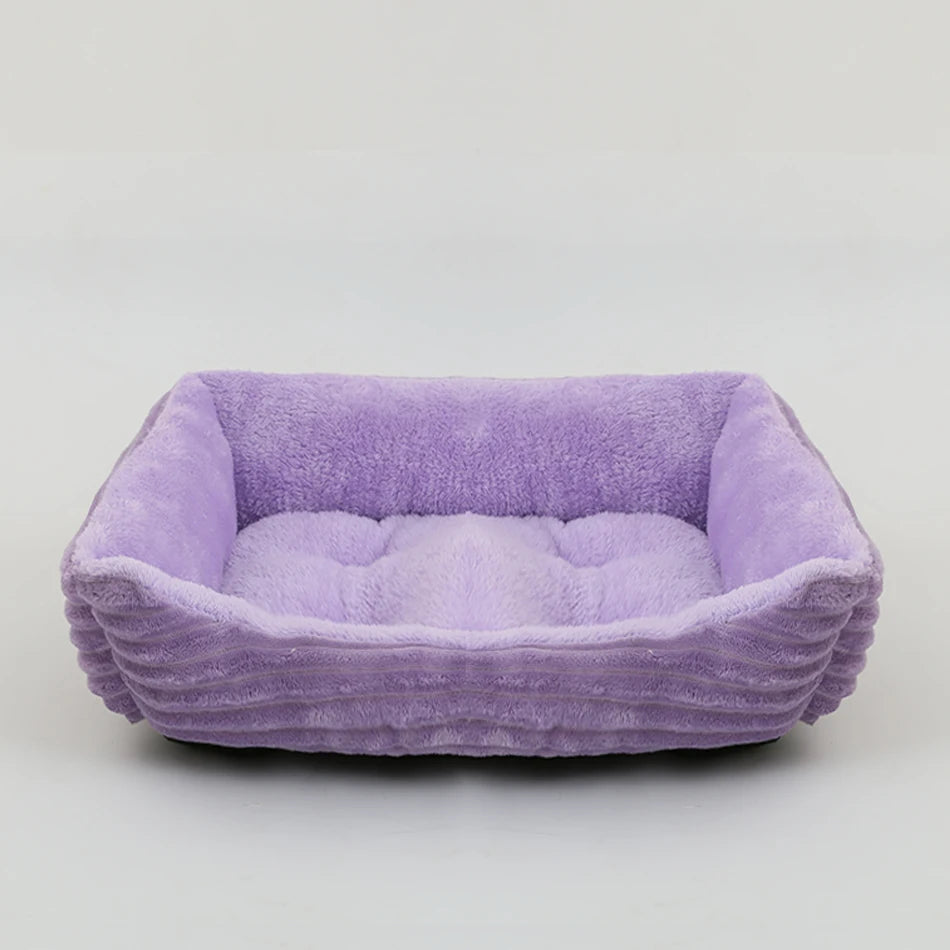 Square Plush Dog Cat Bed Sofa Bed for Medium and Small Dogs 