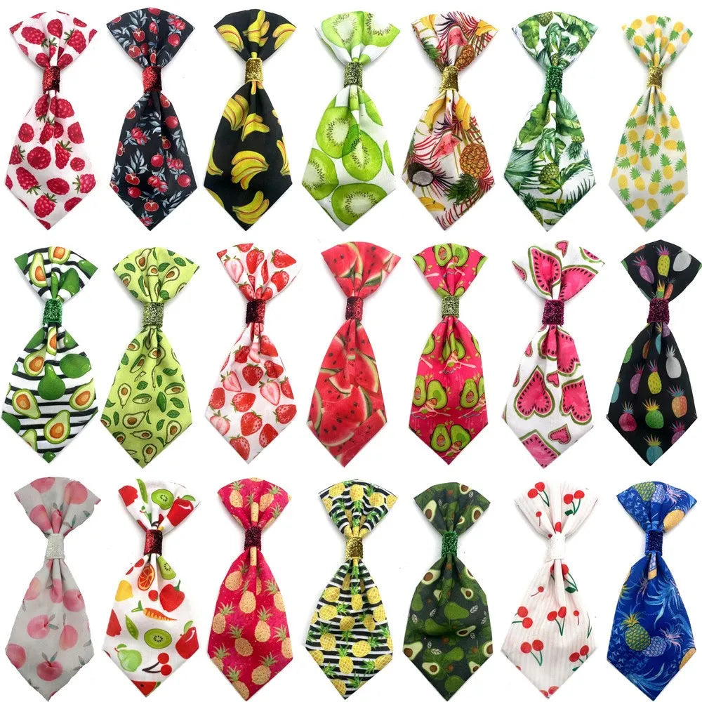 50/100 Pcs Mixcolor Pet Products Bow Tie Summer Fruit Style Co