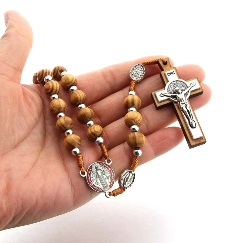 KX4B Religious Rosary Prayer Necklace for Men Women Madam Beads 