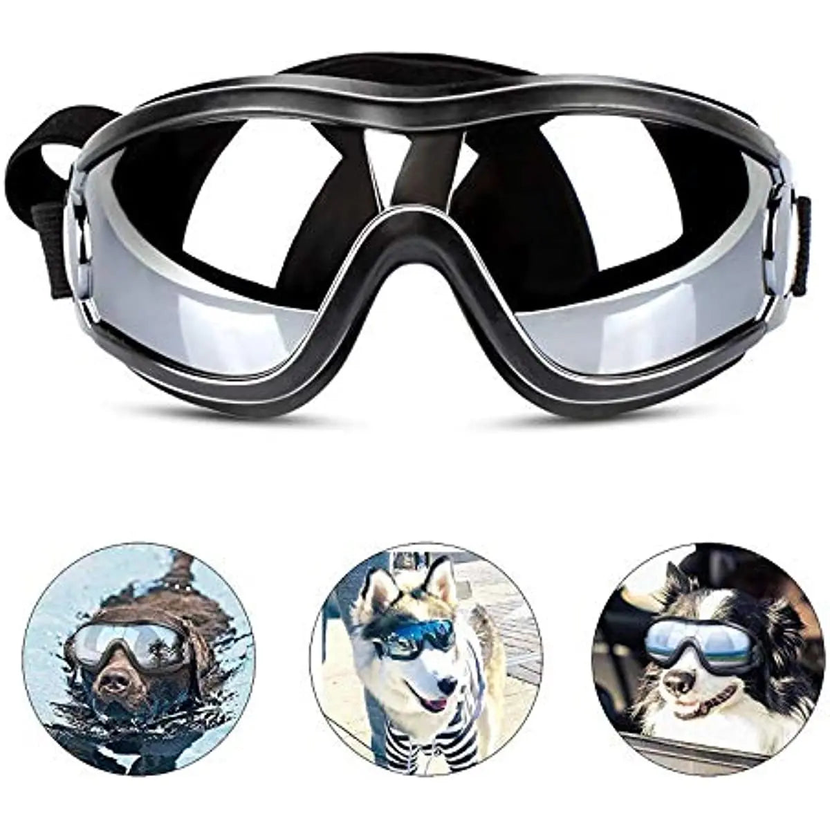 Dog Sunglasses, Adjustable Strap for Travel, Ski and Anti-Fog, Goggles 