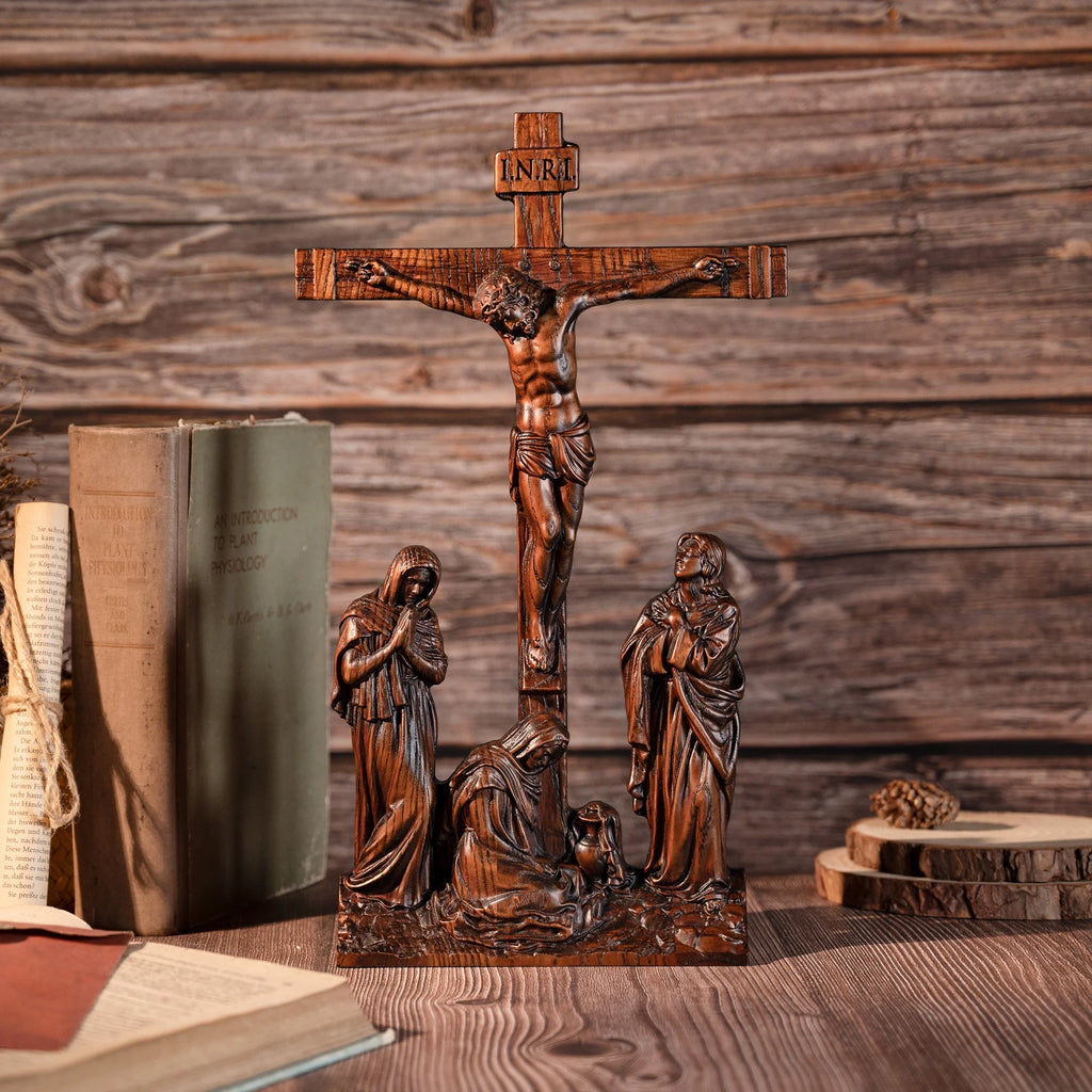 Escena católica de Jesús y crucifijo, adornos, Jesús fue crucificado, decorac