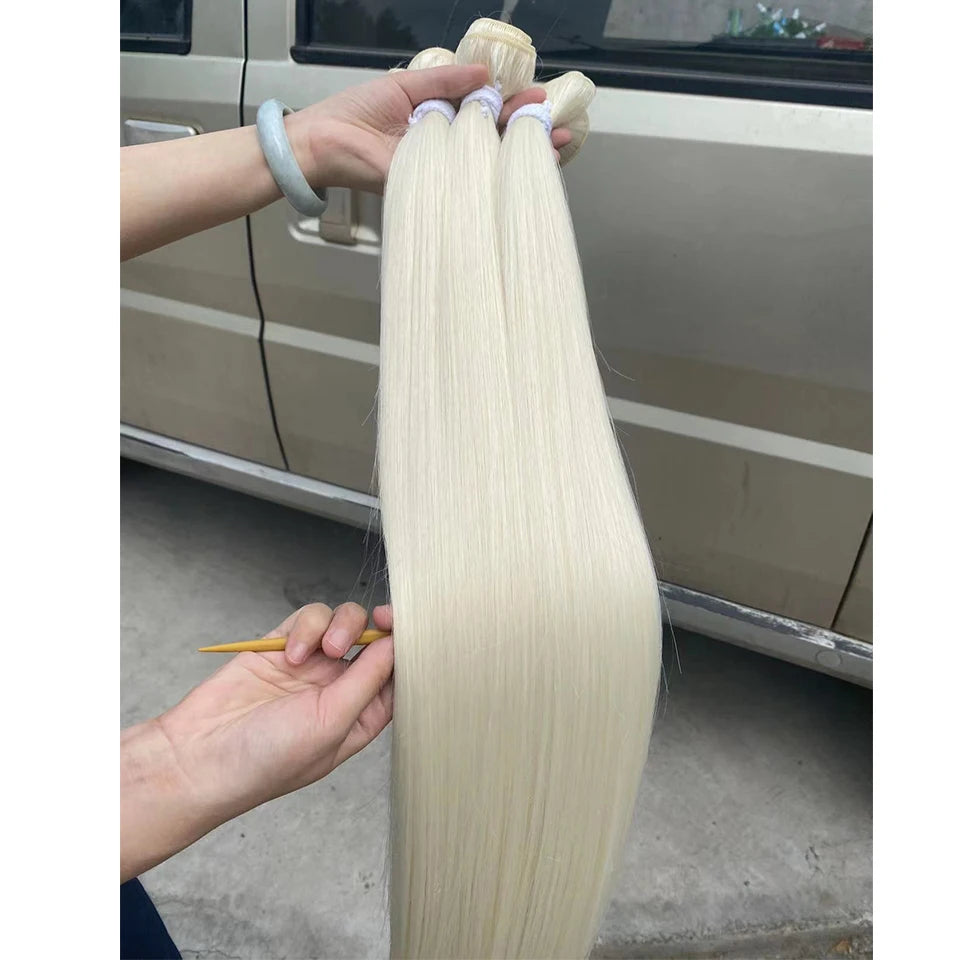 Natural Hair Salon Straight Bone Hair Extensions Fiber 