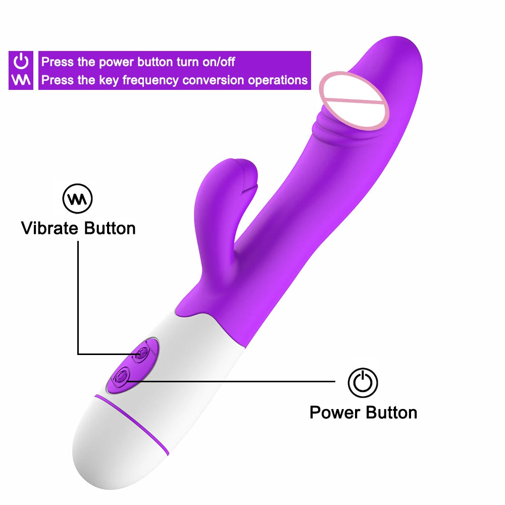30 Speed ​​Dual Motor Rabbit Vibrator Silicone Sex Toy for Women 