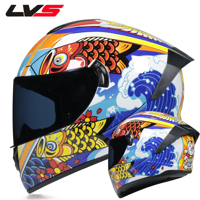 Motorcycle helmets for men and women, double lens locomotive helmets, helmets 