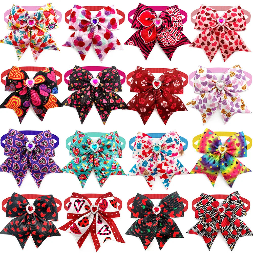 50/100 Pieces. Valentine's Day style small dog bow dog grooming product love.