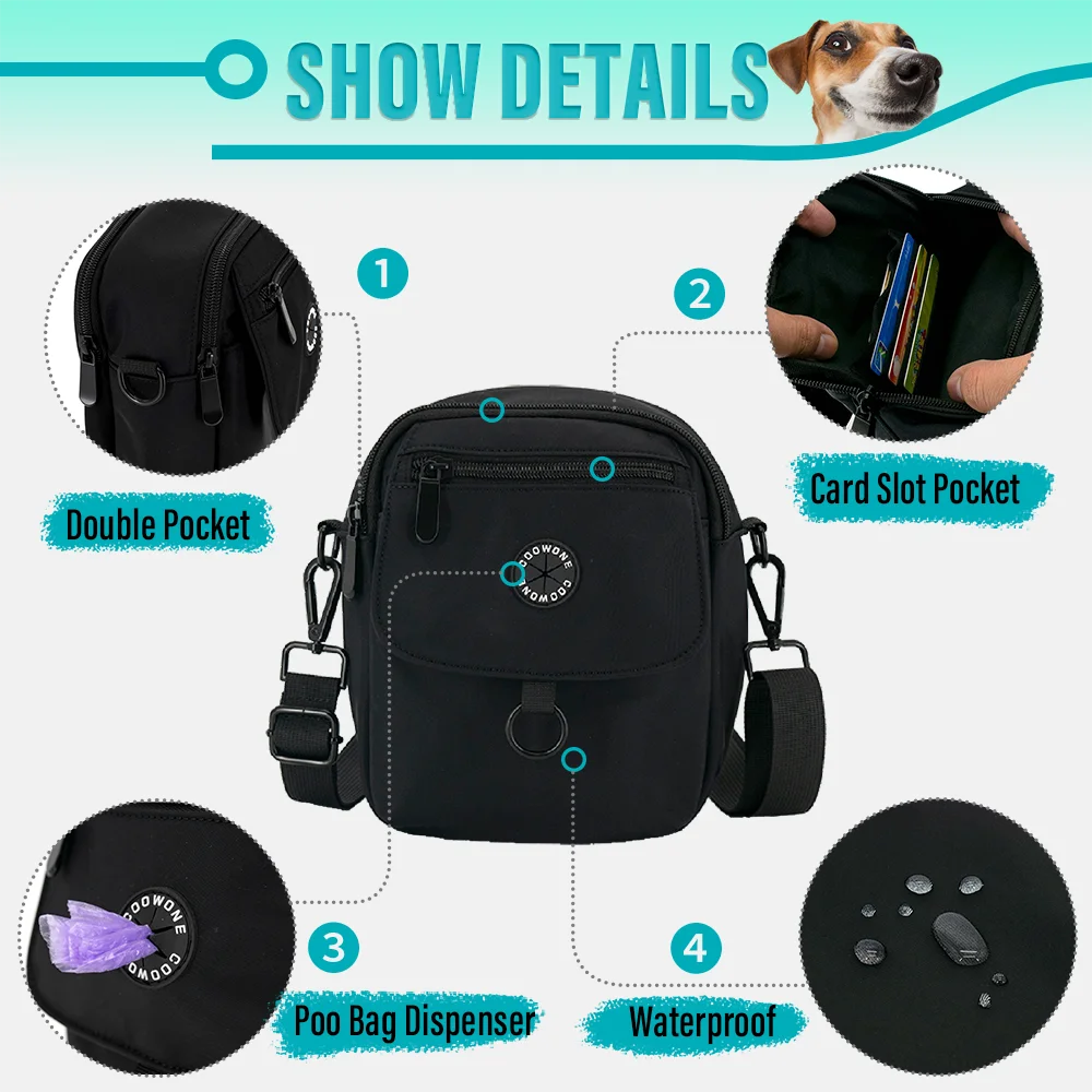 Collarlogo Dog Walking Bag Treat Bag Pet Training Bag Built-in Dog Poop Bag.