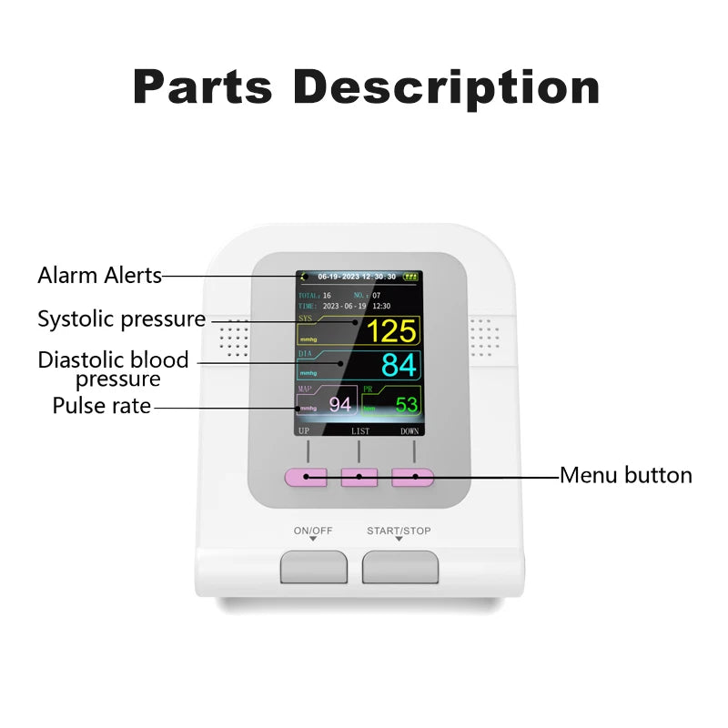 CONTEC08A Electronic Sphygmomanometer, Digital Blood Pressure Monitor, 