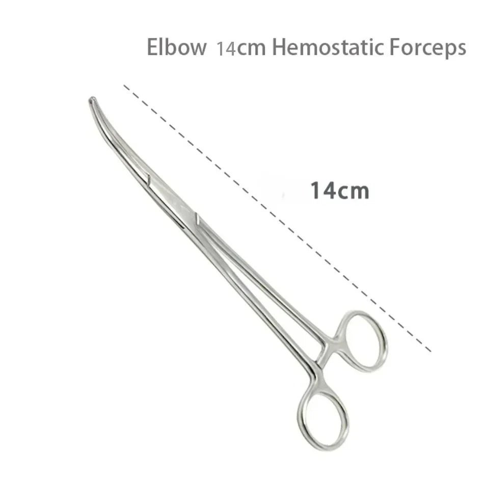 Pinzas hemostáticas de acero inoxidable, pinzas quirúrgicas vasculares, codo r