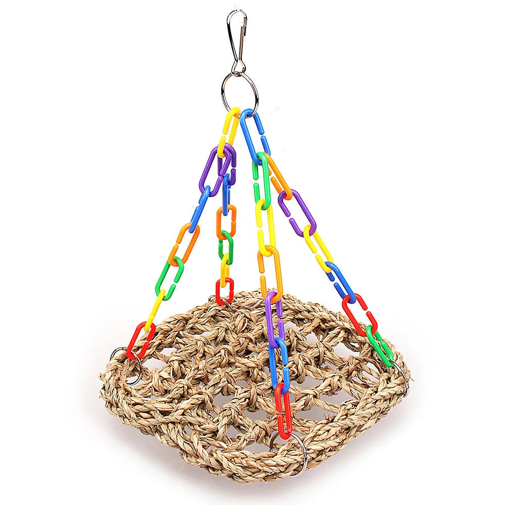Juguete para masticar loros, cuerda de algodón, puente para morder, rasgado, ca