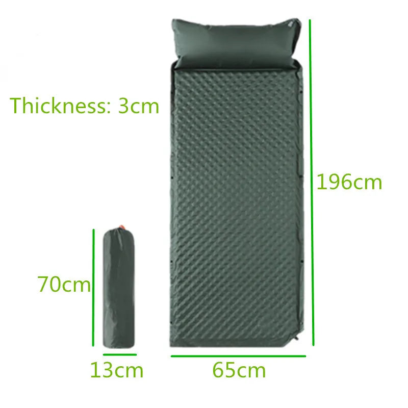 Colchoneta inflable para acampar, colchón de autoinflado, grueso, empalmado, ti