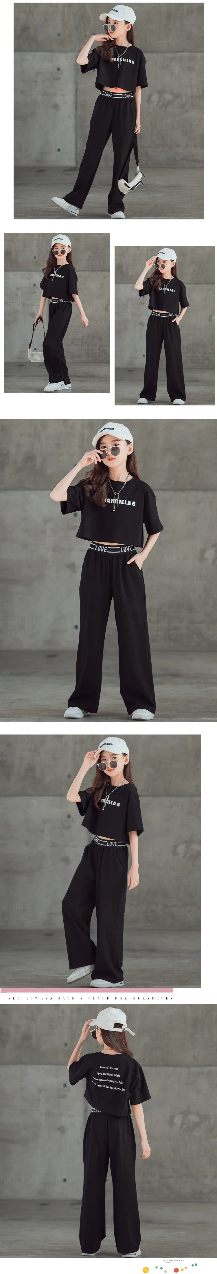 Teenage Girls Summer Clothing Sets Letter Tops and Pant 