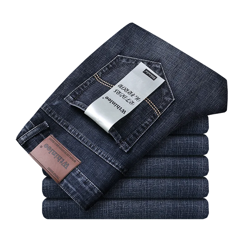 Wthinlee-pantalones vaqueros de negocios para hombre, Jeans informales, elásticos, clásicos, azules y negros, ropa de marca