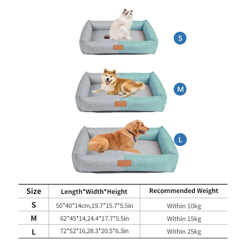 Dog Bed Cotton Linen Material Washable Removable Pet Bed 