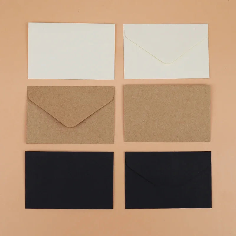 Classic Black and White Mini Kraft Paper Window Envelopes Wedding Envelopes 