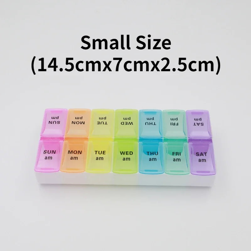 Weekly Portable Travel Pill Box 7 Days Organizer 14 Grids Cont