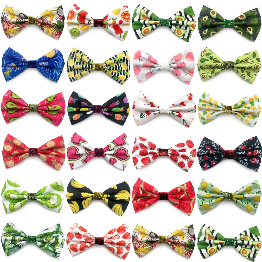 50/100 Pcs Mixcolor Pet Products Bow Tie Summer Fruit Style Co